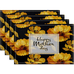 Layoris Gold Flower Black Mother'S Day Placemat Set