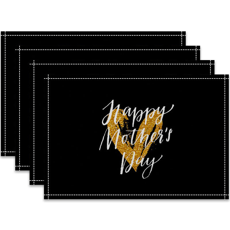 Layoris Gold Heart Happy Mother'S Day Black Placemat Set