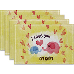 Layoris I Love You Mom Elephant Mother Day Placemat Set