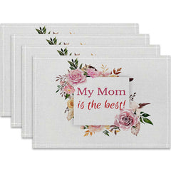Layoris My Mom Is The Best Floral White Placemat Set