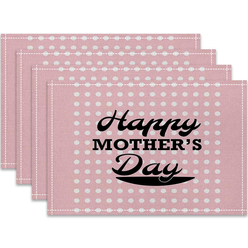 Layoris Happy Mother'S Day Polka Dot Pink Placemat Set