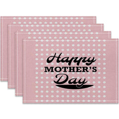 Layoris Happy Mother'S Day Polka Dot Pink Placemat Set