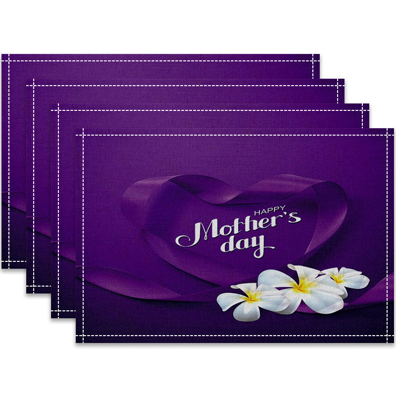 Layoris Ribbon Love Heart Happy Mother'S Day Purple Placemat Set