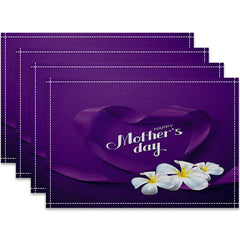 Layoris Ribbon Love Heart Happy Mother'S Day Purple Placemat Set