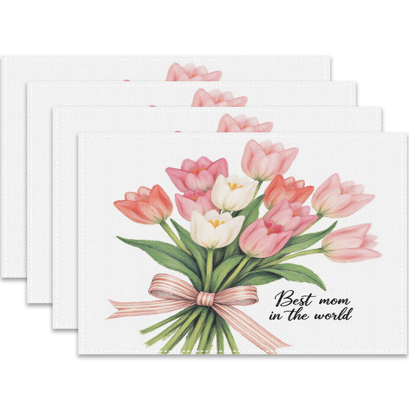 Layoris Best Mom In The World Floral Placemat Set