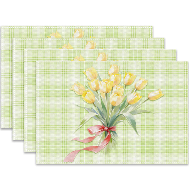 Layoris Yellow Tulip Green Plaid Placemat Set