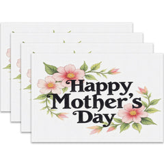 Layoris Pink Flower Happy Mother'S Day White Placemat Set
