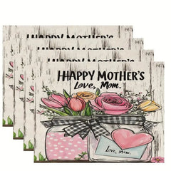 Layoris Vintage Vase Wood Happy Mother'S Day Placemat Set