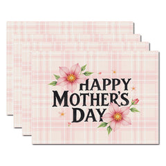 Layoris Pink Plaid Floral Mother'S Day Placemat Set