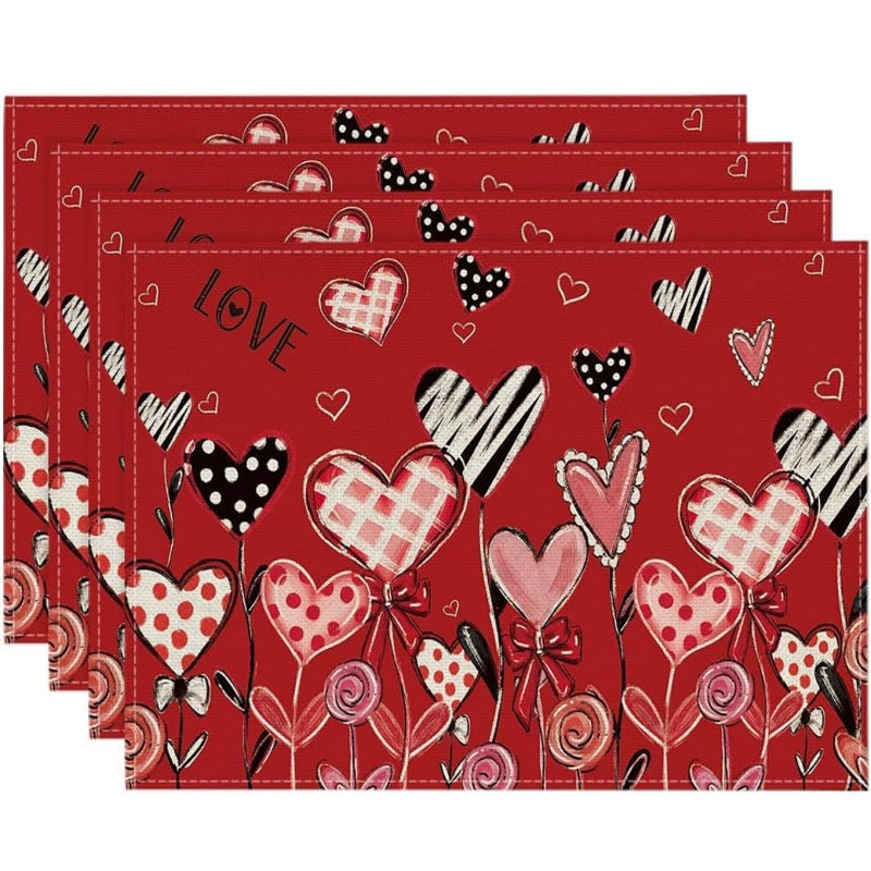 Layoris Artistic Love Balloon Valentine'S Day Placemat Set