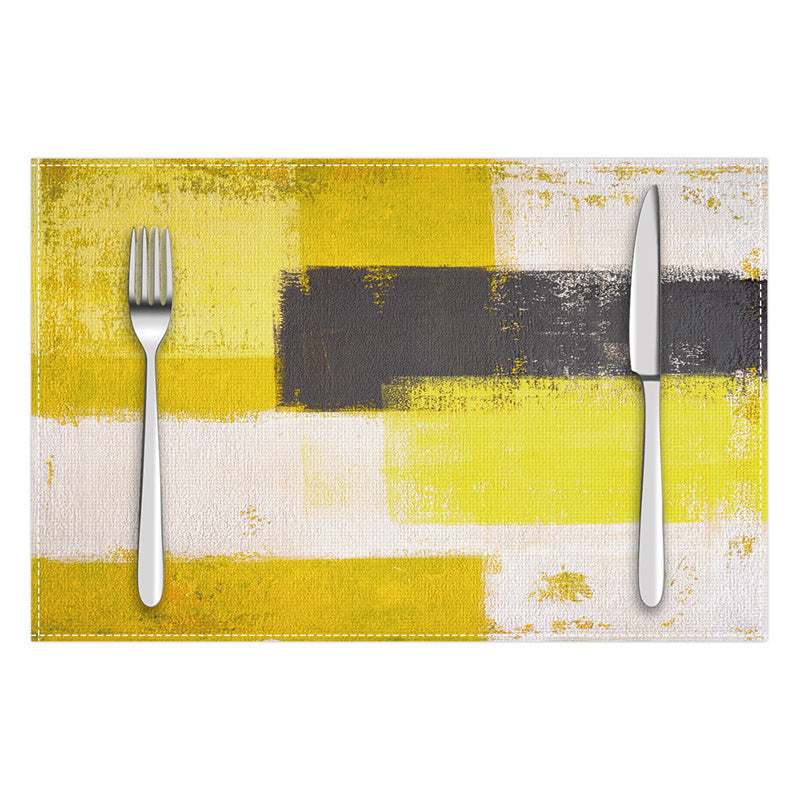 Layoris Vintage Yellow White Dark Grey Mixed Placemat Set