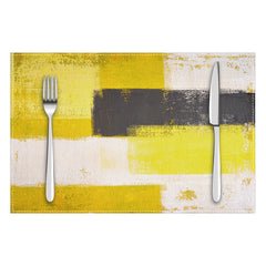 Layoris Vintage Yellow White Dark Grey Mixed Placemat Set