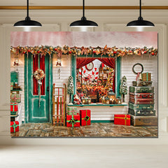 Layoris Outdoor Christmas Gift Shop Photo Backdrop