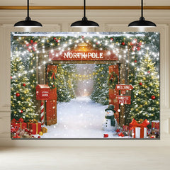 Layoris Welcome To North Pole Christmas Party Backdrop