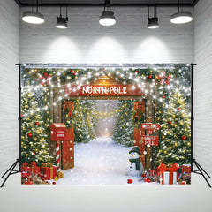 Layoris Welcome To North Pole Christmas Party Backdrop