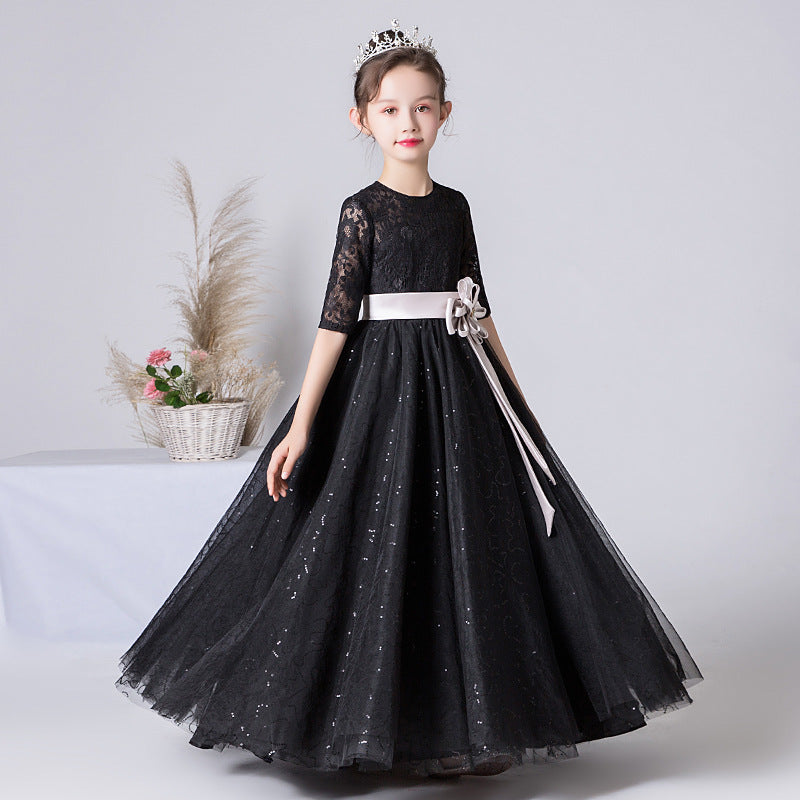 Black Lace Sequins Girls Skirt For Event And Shoot