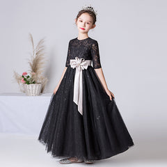 Black Lace Sequins Girls Skirt For Event And Shoot