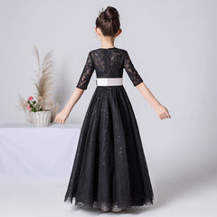 Black Lace Sequins Girls Skirt For Event And Shoot