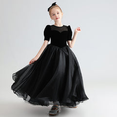 Black Velvet Girls Skirt for Birthday Party Shoot