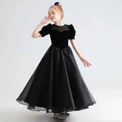 Black Velvet Girls Skirt for Birthday Party Shoot