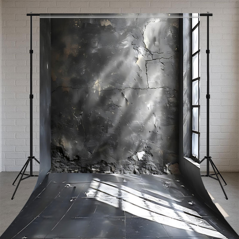 Black Wall Window Floor Sweep Photo Backdrop - Layoris