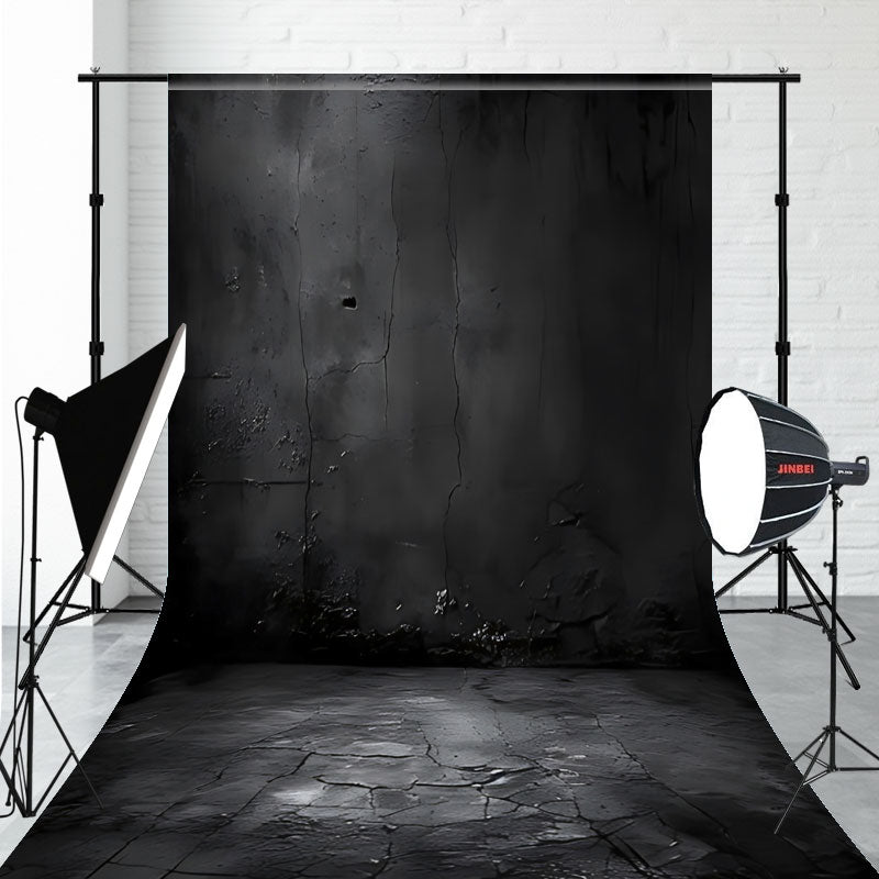 Cracked Black Wall And Floor Vintage Sweep Backdrop - Layoris