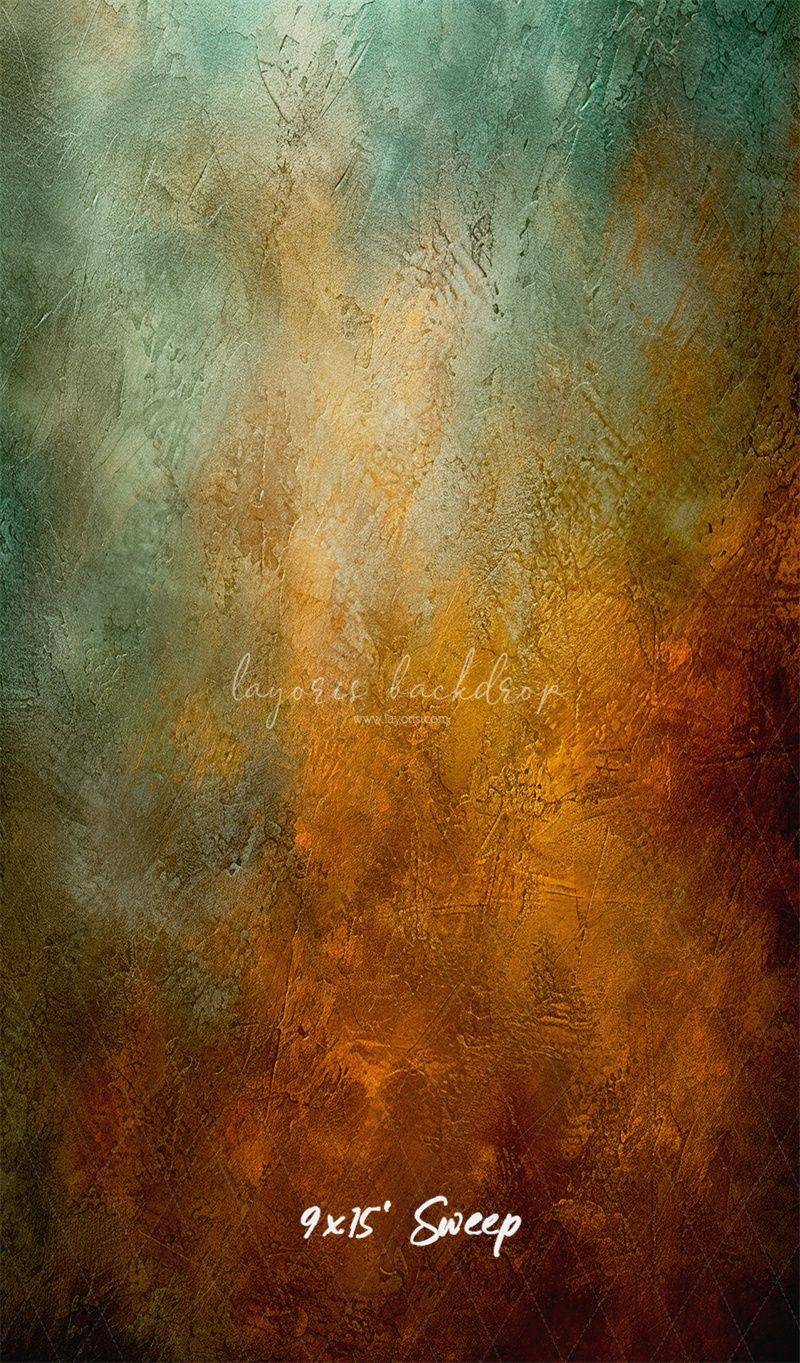 Green And Orange Fusion Retro Portrait Backdrop - Layoris