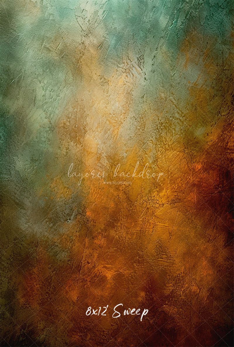 Green And Orange Fusion Retro Portrait Backdrop - Layoris