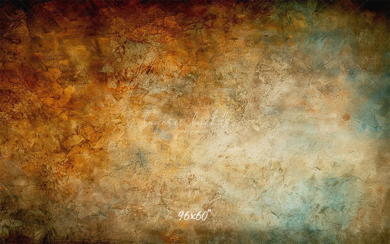 Blue Orange Rusty Mottled Portrait Backdrop - Layoris