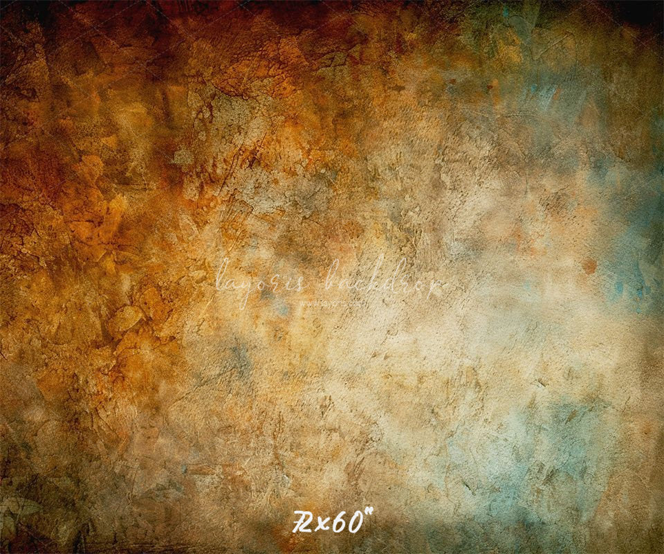 Blue Orange Rusty Mottled Portrait Backdrop - Layoris