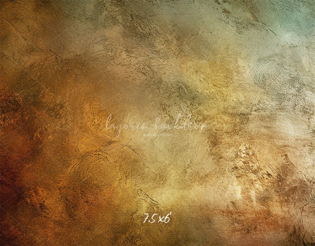Green Orange Rusty Vintage Wall Photo Backdrop - Layoris