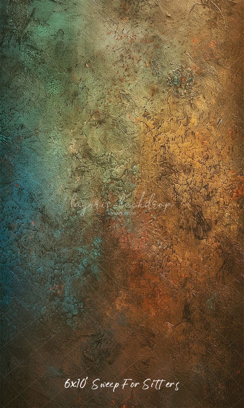 Blue Orange Rusty Texture Portrait Backdrop - Layoris