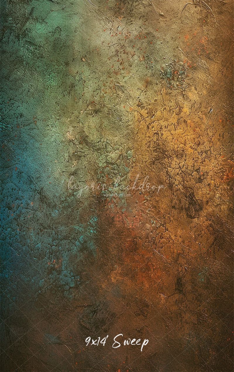Blue Orange Rusty Texture Portrait Backdrop - Layoris