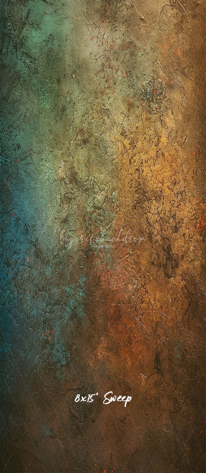Blue Orange Rusty Texture Portrait Backdrop - Layoris