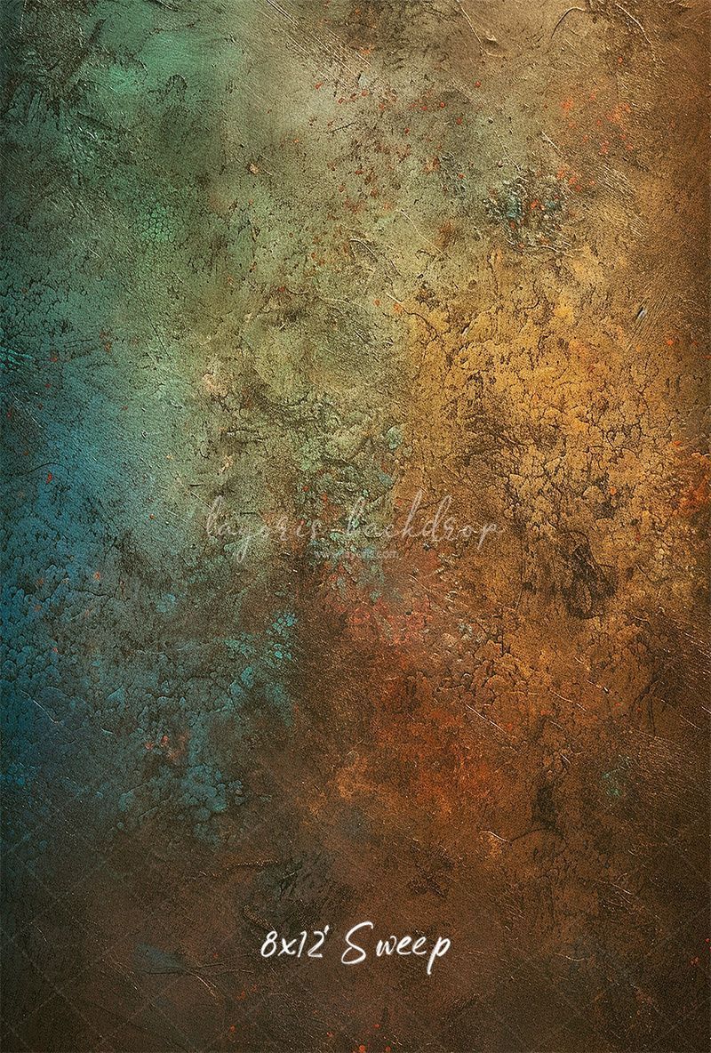 Blue Orange Rusty Texture Portrait Backdrop - Layoris