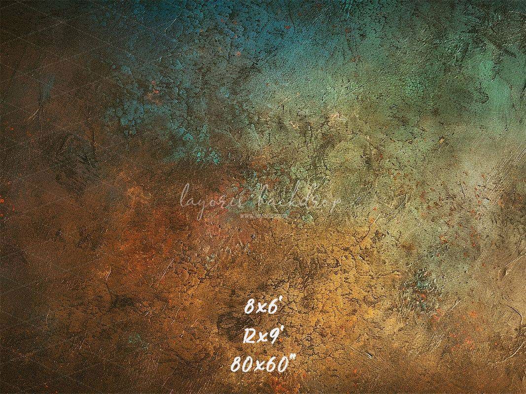 Blue Orange Rusty Texture Portrait Backdrop - Layoris