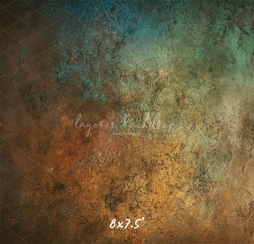 Blue Orange Rusty Texture Portrait Backdrop - Layoris