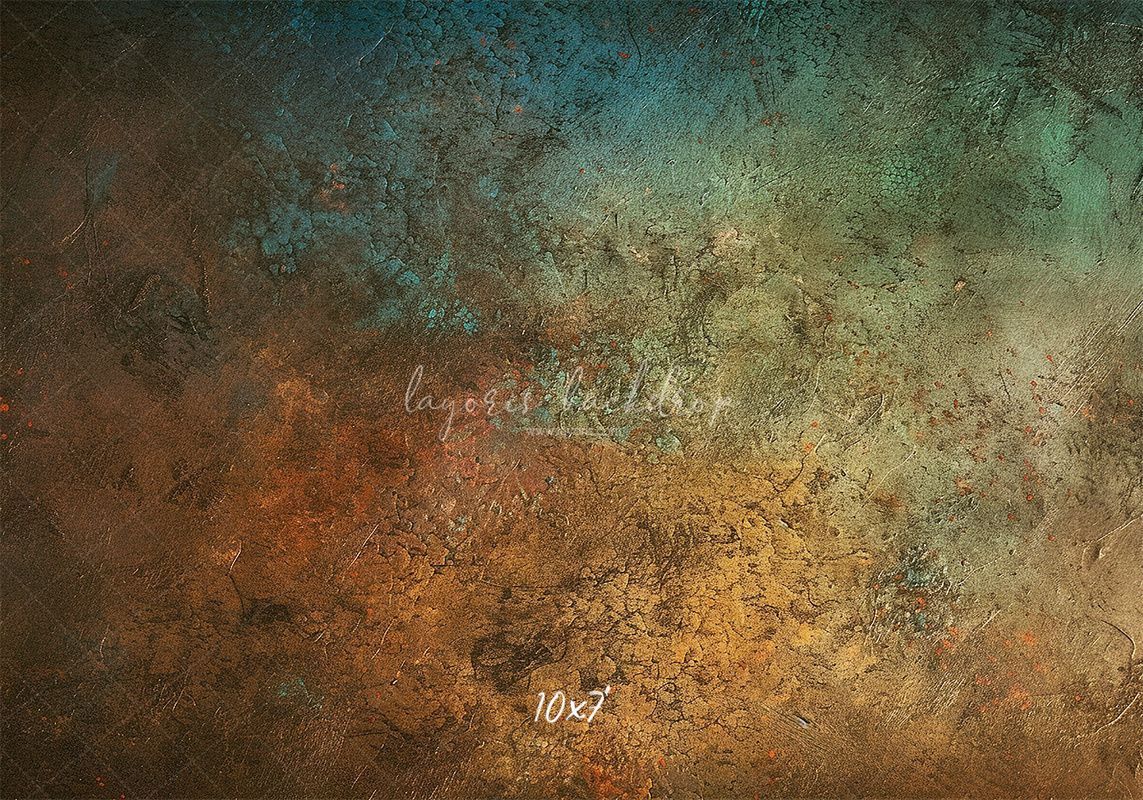 Blue Orange Rusty Texture Portrait Backdrop - Layoris