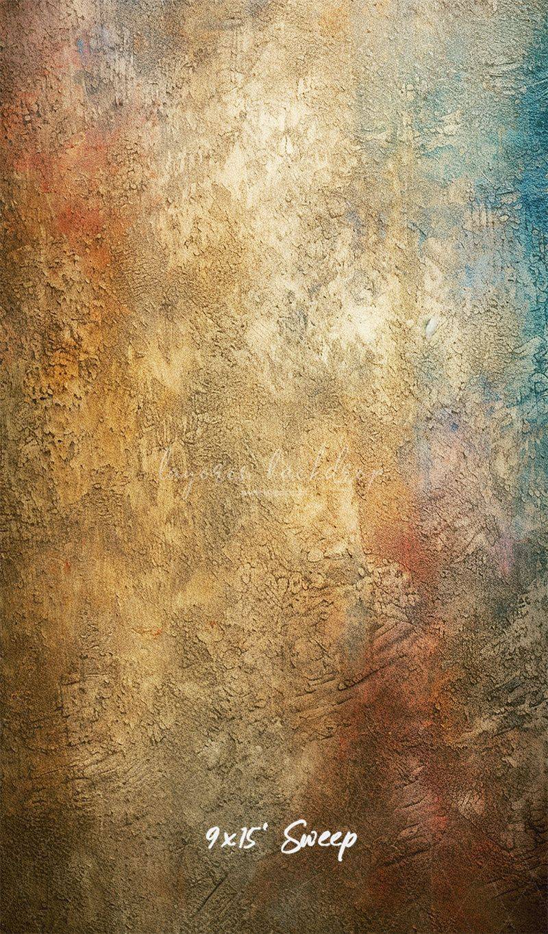 Blue Orange Old Rusty Wall Portrait Backdrop - Layoris
