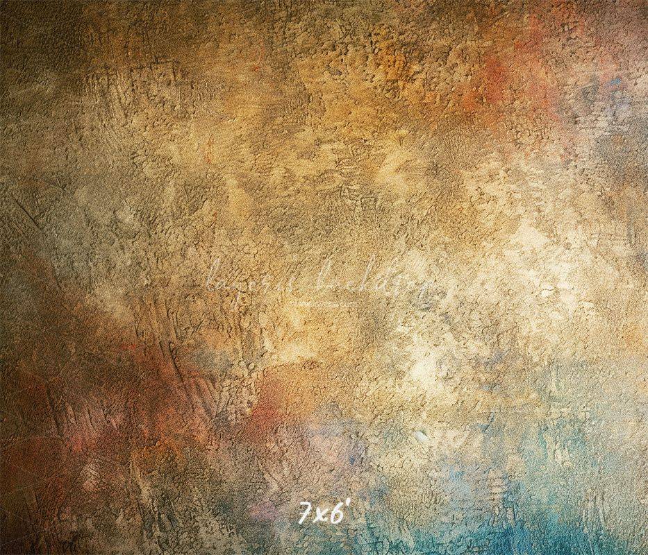 Blue Orange Old Rusty Wall Portrait Backdrop - Layoris
