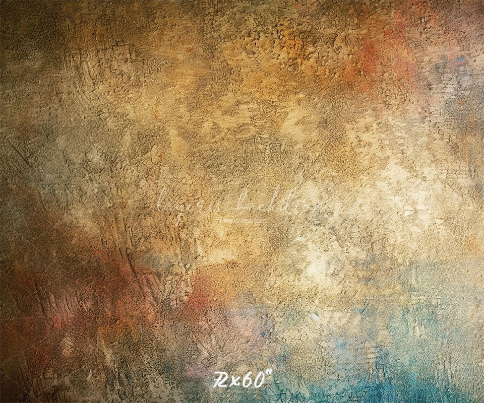 Blue Orange Old Rusty Wall Portrait Backdrop - Layoris