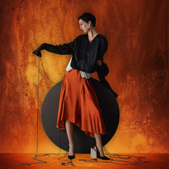Layoris Warm Orange Photo Booth Portrait Sweep Backdrop
