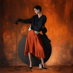 Orange Black Photo Booth Portrait Sweep Backdrop - Layoris