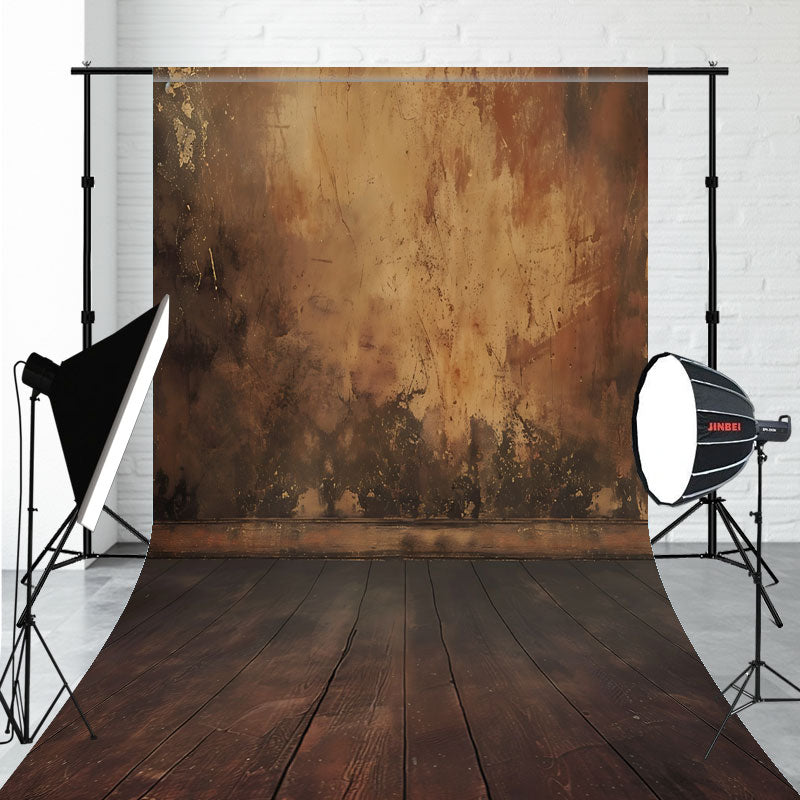 Brown Old Wall And Wooden Floor Sweep Backdrop - Layoris