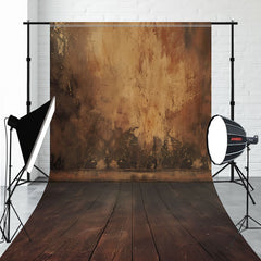 Brown Old Wall And Wooden Floor Sweep Backdrop - Layoris