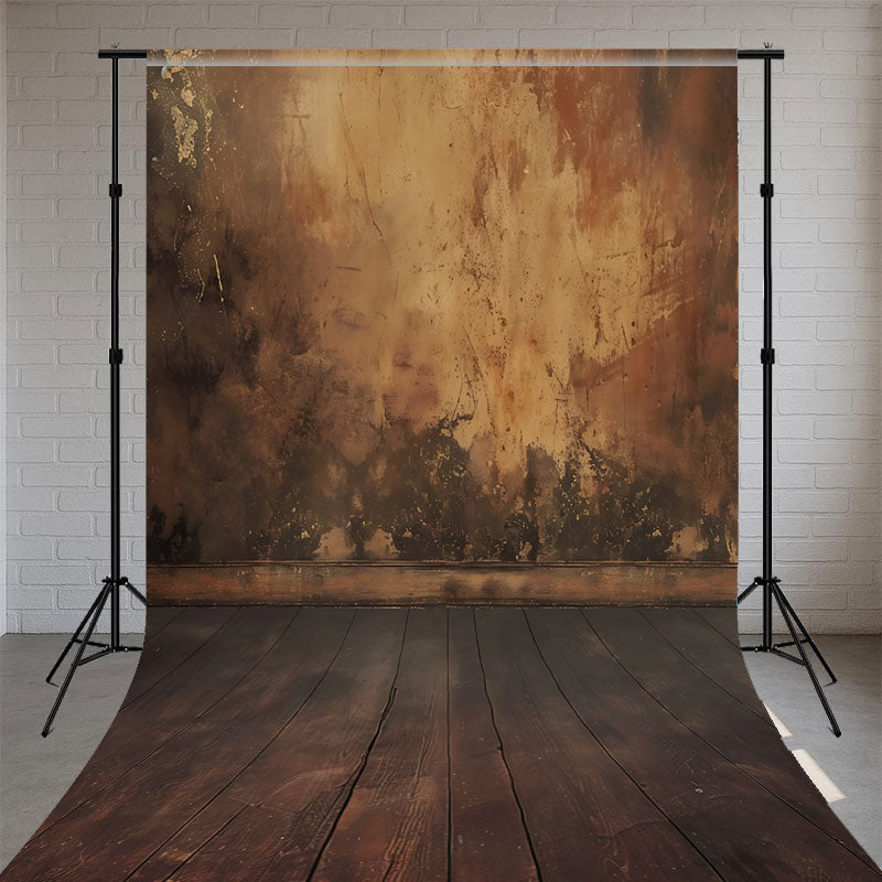 Brown Old Wall And Wooden Floor Sweep Backdrop - Layoris