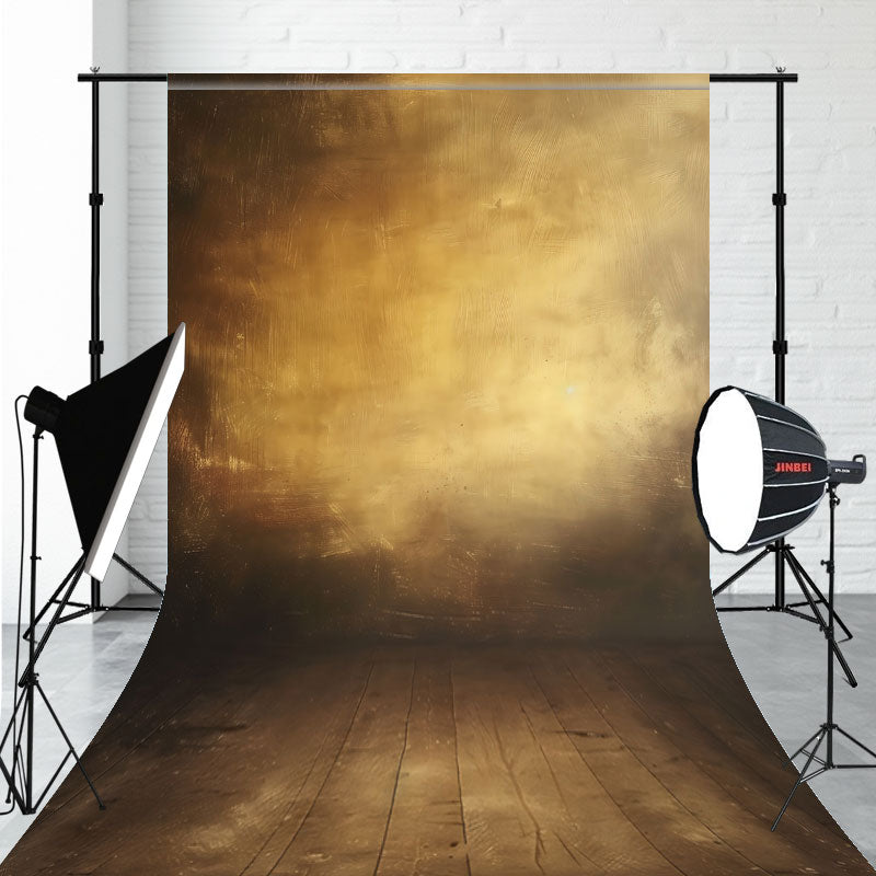Gold Old Wall And Wooden Floor Sweep Backdrop - Layoris