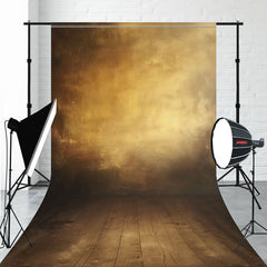 Gold Old Wall And Wooden Floor Sweep Backdrop - Layoris