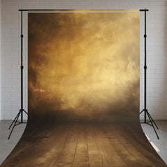 Gold Old Wall And Wooden Floor Sweep Backdrop - Layoris
