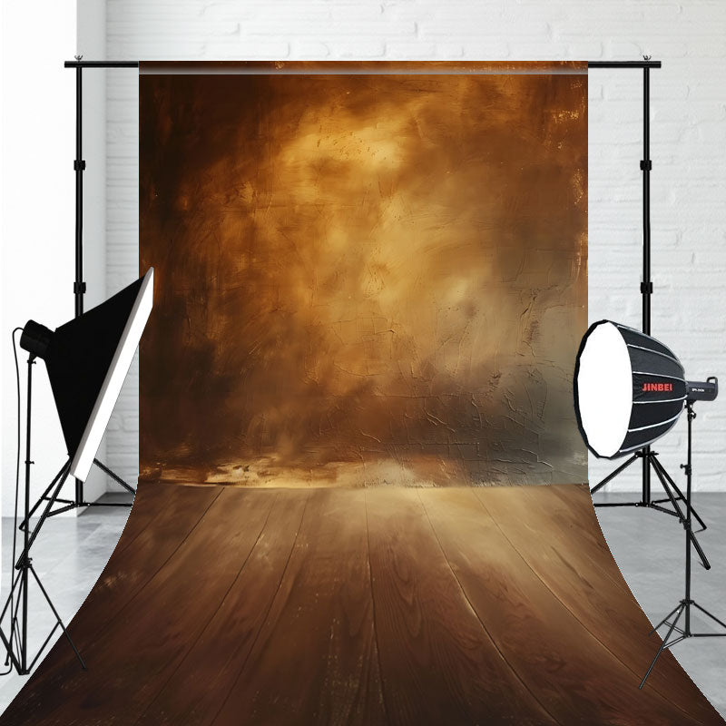 Gold Abstract Wall Wooden Floor Sweep Backdrop - Layoris